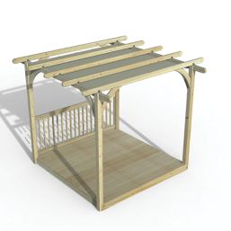Forest Ultima 8' x 8' (Nominal) Flat Pergola & Decking Kit with 1 x Balustrade & Canopy