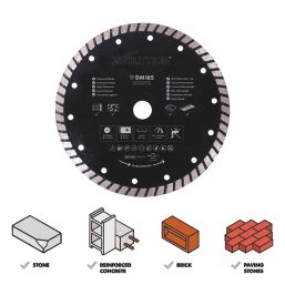 Evolution RAGEBLADE185DIAMOND Masonry Diamond Turbo Blade 185mm x 20mm