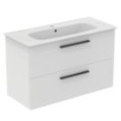Ideal Standard i.life A  Wall-Hung Vanity Unit with Black Handles & Basin Matt White 1040mm x 460mm x 645mm