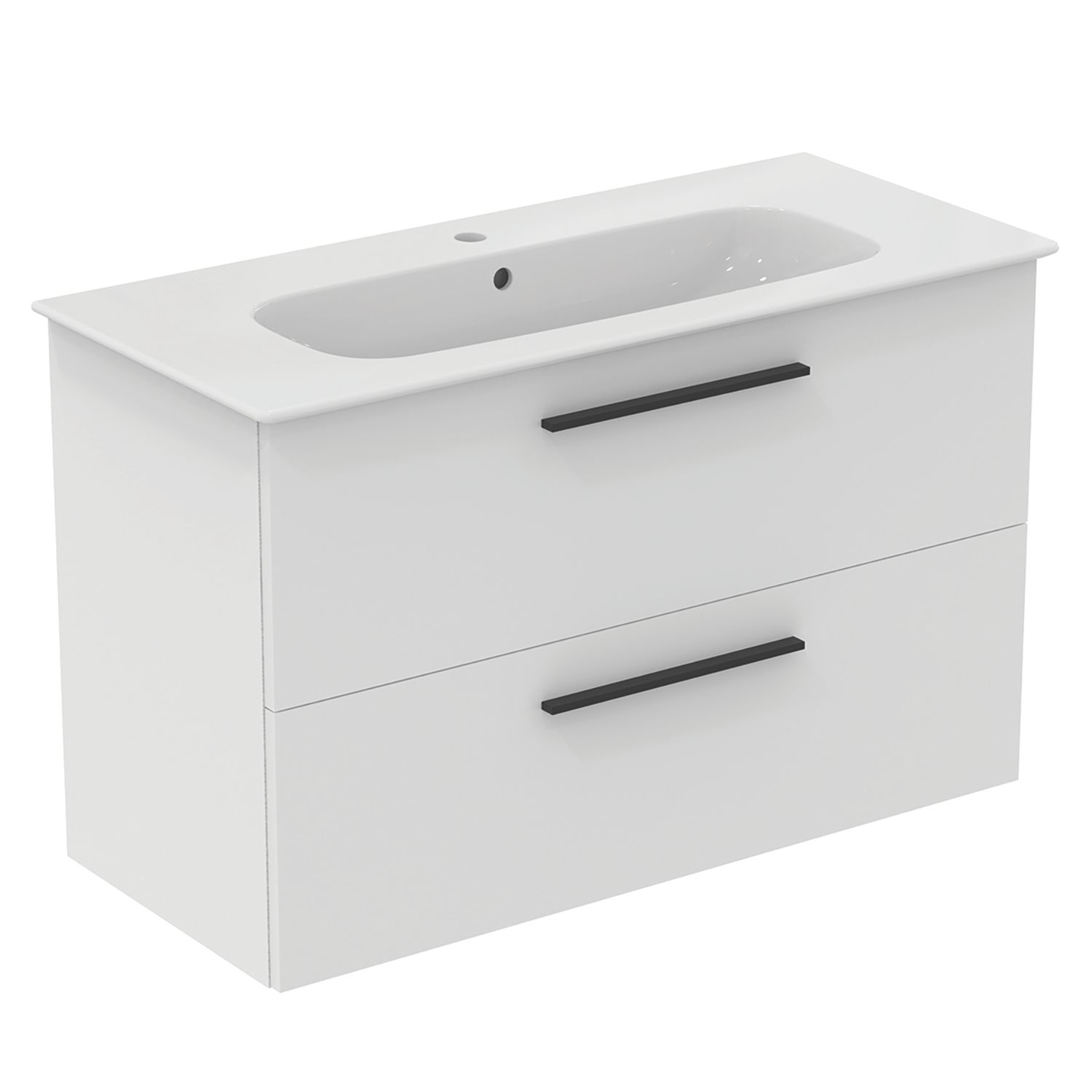 Ideal Standard i.life A Wall-Hung Vanity Unit with Black Handles & Basin Matt White 1040mm x 460mm x 645mm (723HM)