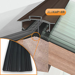 ALUKAP-XR Brown 0-100mm Glazing Hip Bar with Gasket 2000mm x 80mm