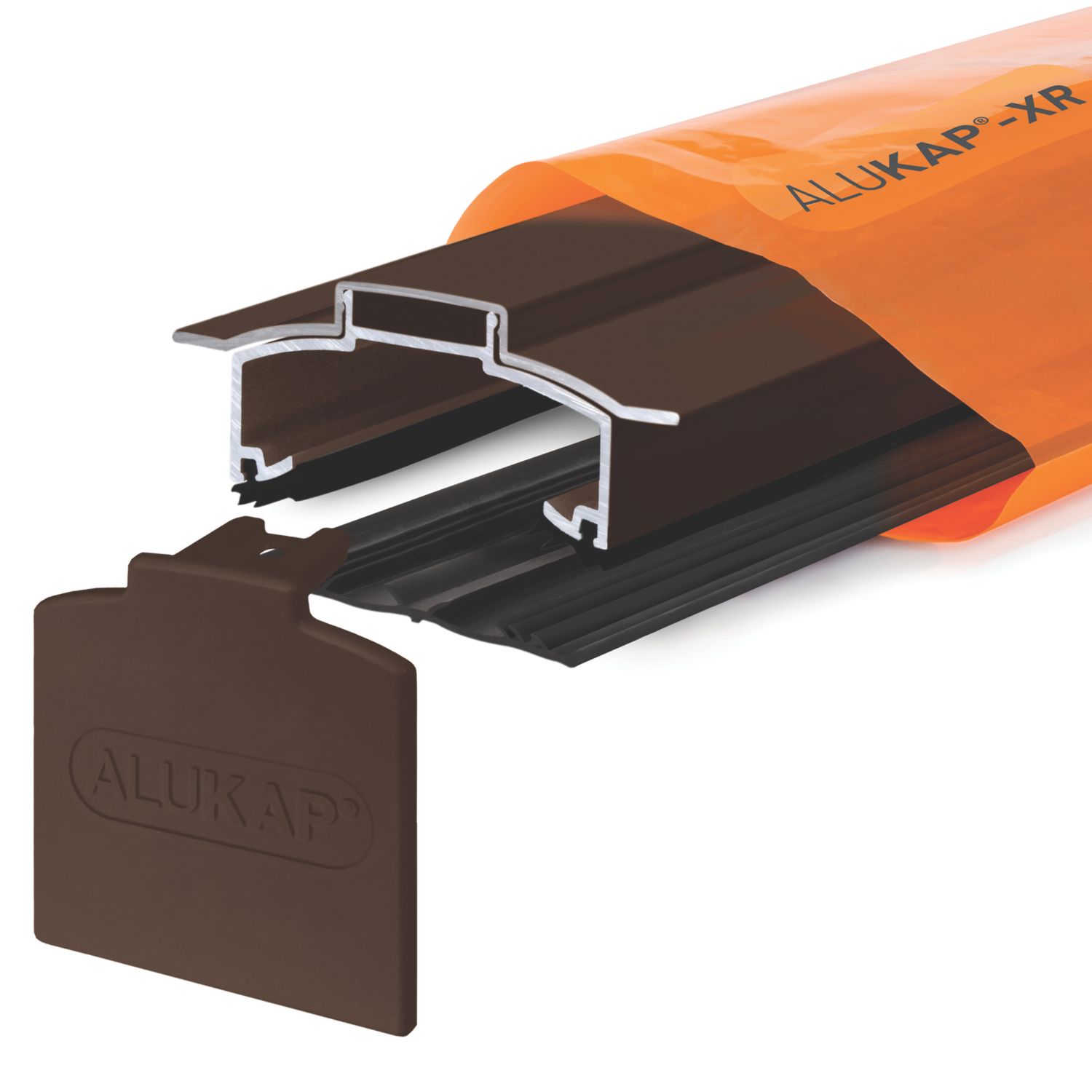ALUKAP-XR Brown 0-100mm Glazing Hip Bar with Gasket 2000mm x 80mm (723JC)