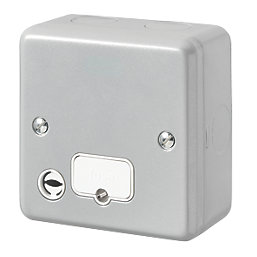 MK Metal-Clad Plus 13A Unswitched Metal Clad Fused Spur & Flex Outlet  Aluminium with White Inserts