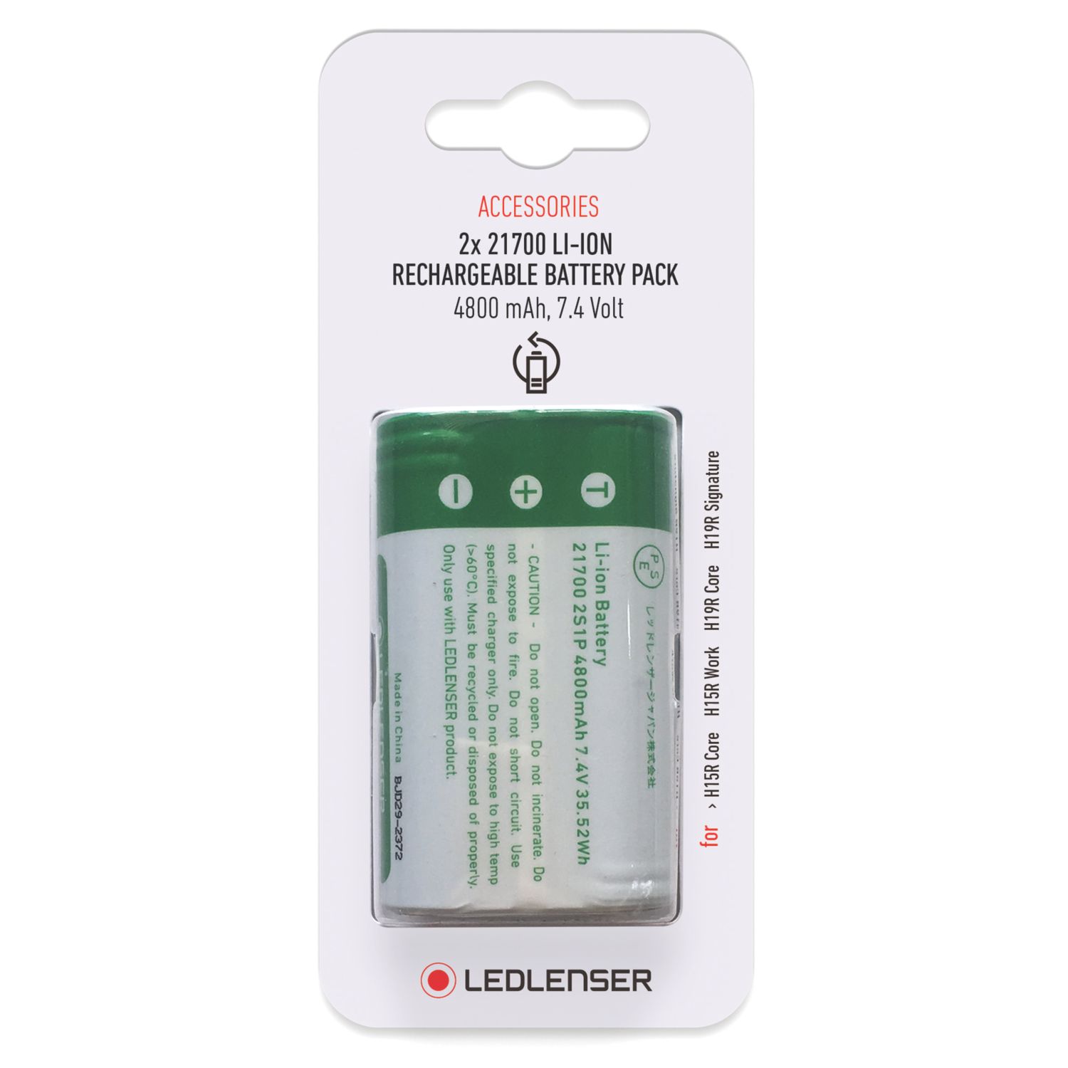 LEDlenser 502310 Rechargeable 21700 3.7V Li-Ion Batteries 2 Pack (723RA)