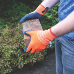 ClipGlove Landscaper   Polyester & Latex Gardening Gloves Navy / Orange Large