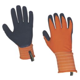 ClipGlove Landscaper   Polyester & Latex Gardening Gloves Navy / Orange Large