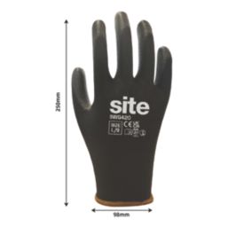 Site SWG420 PU Palm Gloves Black Large 10 Pack