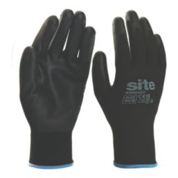 Site SWG420 PU Palm Gloves Black Large 10 Pack