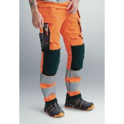 Snickers 6243 Hi-Vis Work Trousers Orange 44" W 32" L