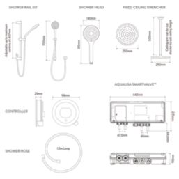 Aqualisa Optic Q Gravity-Pumped Rear-Fed Chrome Thermostatic Dual Outlet Smart Shower with Ceiling-Fixed Head