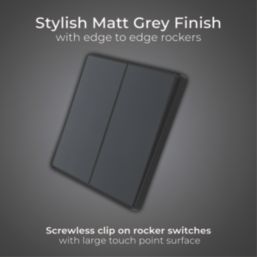 British General Evolve 20A 16AX 2-Gang 2-Way Light Switch  Grey