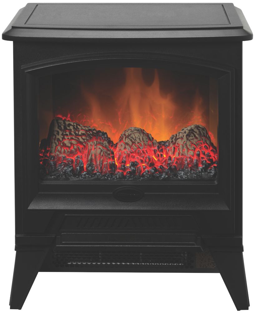 Dimplex Casper Black Electric Stove with Built-In Fan Heater 440mm x 571mm  - Screwfix