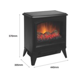 Dimplex Casper Black Electric Stove with Built-In Fan Heater 440mm x 571mm