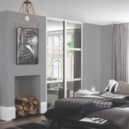 Spacepro Shaker 2-Door Sliding Wardrobe Door Kit White Frame Mirror Panel 1793mm x 2260mm