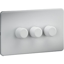 Knightsbridge  3-Gang 2-Way LED Intelligent Dimmer Switch  Matt White