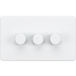 Knightsbridge  3-Gang 2-Way LED Intelligent Dimmer Switch  Matt White