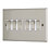 Contactum iConic 10AX 6-Gang 2-Way Light Switch  Brushed Steel with White Inserts