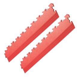 Garage Floor Tile Company X Joint Interlocking Edge Ramps Red 497mm x 90mm 2 Pack