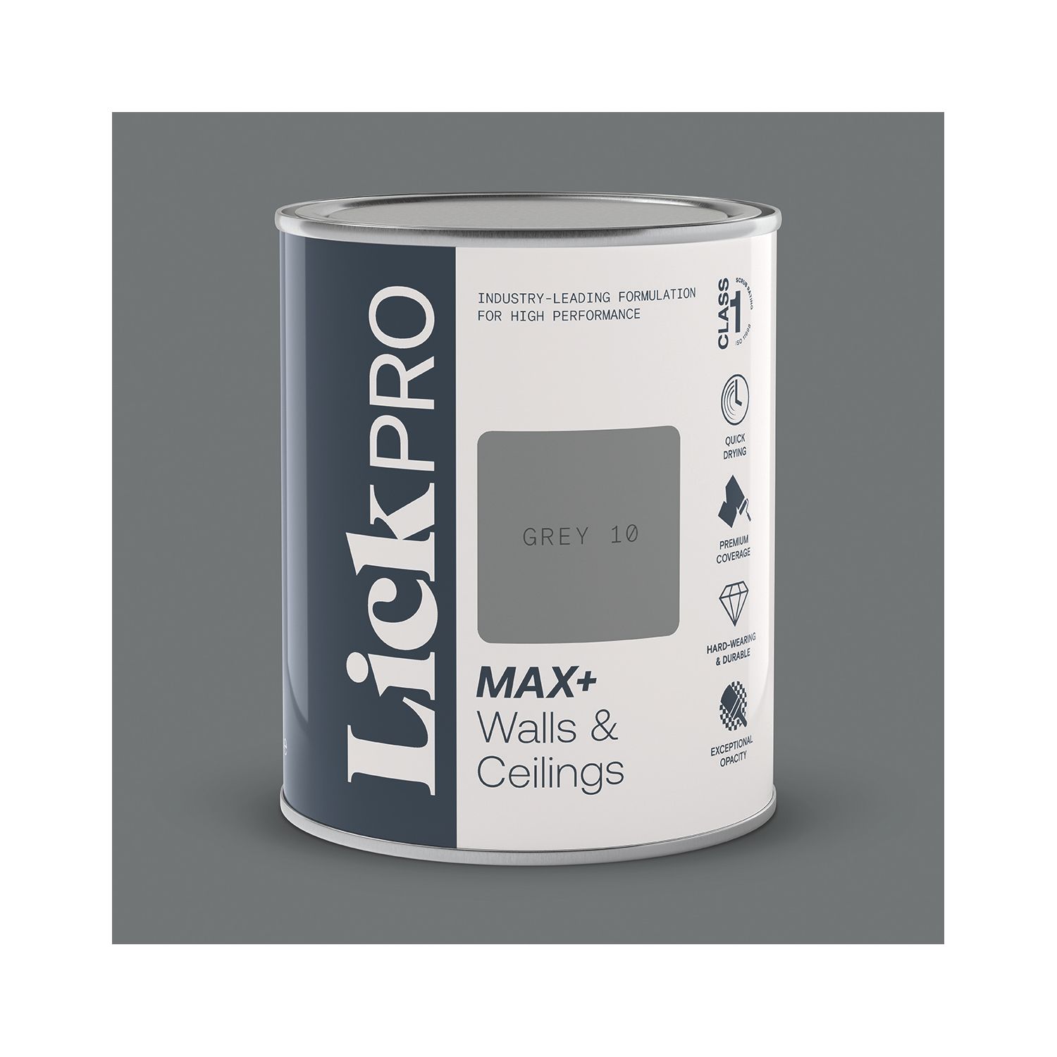 LickPro Max+ 1Ltr Grey 10 Matt Emulsion Paint (724TM)