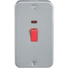 Knightsbridge  45A 2-Gang DP Metal Clad Cooker Switch with LED with White Inserts