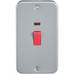 Knightsbridge  45A 2-Gang DP Metal Clad Cooker Switch with LED with White Inserts