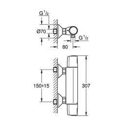 Grohe Precision Trend Exposed Single Outlet Thermostatic Matt Black Bar Mixer Shower Valve