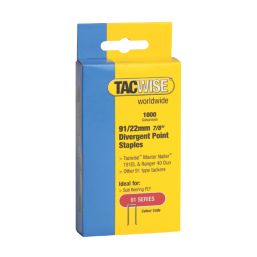 Tacwise 91 Series Divergent Point Staples Galvanised 22mm x 5.95mm 1000 Pack