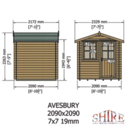 Shire Avesbury 1 7' x 7' (Nominal) Apex Timber Log Cabin