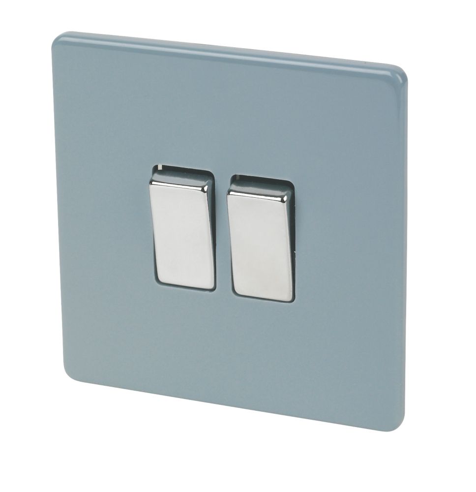 Varilight  10AX 2-Gang 2-Way Light Switch  Sky Blue