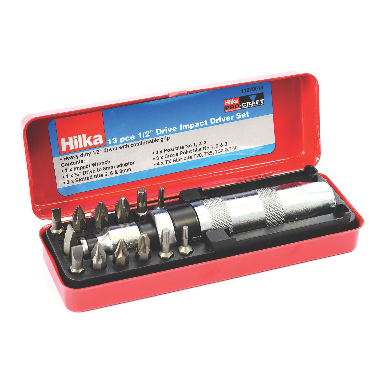 Hilka Pro-Craft Impact Driver Set 13 Pieces (7257R)