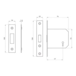 Smith & Locke  3 Lever Matt Black Deadlock 76mm Case - 57mm Backset