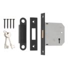 Smith & Locke  3 Lever Matt Black Deadlock 76mm Case - 57mm Backset