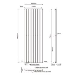 Flomasta  1800mm x 600mm 4174BTU White Vertical Designer Radiator