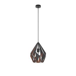 Eglo Carlton 1 Pendant Light 31cm Diameter Black & Copper