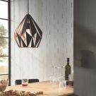 Eglo Carlton 1 Pendant Light 31cm Diameter Black & Copper