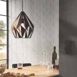 Eglo Carlton 1 Pendant Light 31cm Diameter Black & Copper
