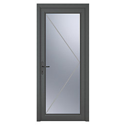 Crystal  Fully Glazed 1-Obscure Light Right-Hand Opening Anthracite Grey uPVC Back Door 2090mm x 890mm