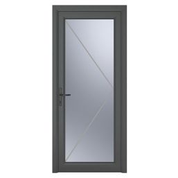 Crystal  Fully Glazed 1-Obscure Light Right-Handed Anthracite Grey uPVC Back Door 2090mm x 890mm