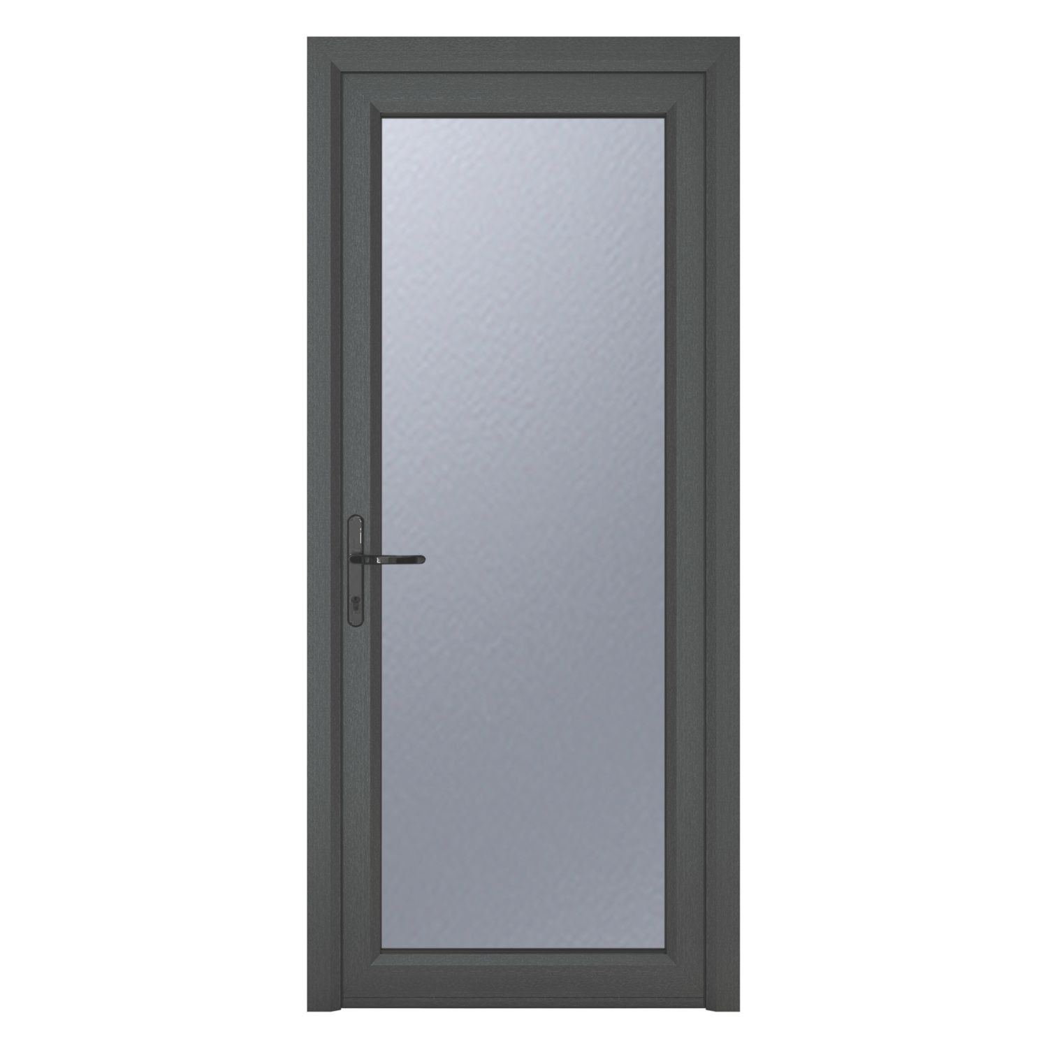 Crystal Fully Glazed 1-Obscure Light Right-Handed Anthracite Grey uPVC Back Door 2090mm x 890mm (725KF)