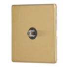 Contactum Lyric 1-Gang F-Type Satellite Socket Brushed Brass with Black Inserts