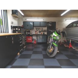 Garage Floor Tile Company X Joint Single Garage Interlocking Floor Tile Pack Black/Graphite 13m² 57 Pieces