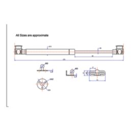 Essentials Satin Silver Top Box Stay Hinge Piston Support 270mm