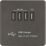 Knightsbridge SFQUADSB 5.1A 4-Outlet Type A USB Socket Smoked Bronze with Black Inserts
