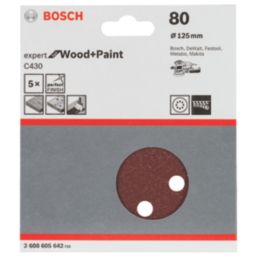 Bosch C430  80 Grit 8-Hole Punched Multi-Material Sanding Discs 125mm 5 Pack