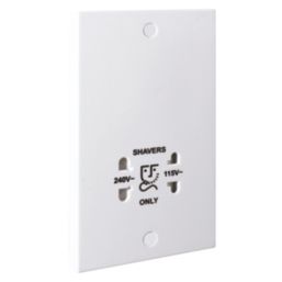 British General 900 Series 2-Gang Dual Voltage Shaver Socket 115 / 230V White