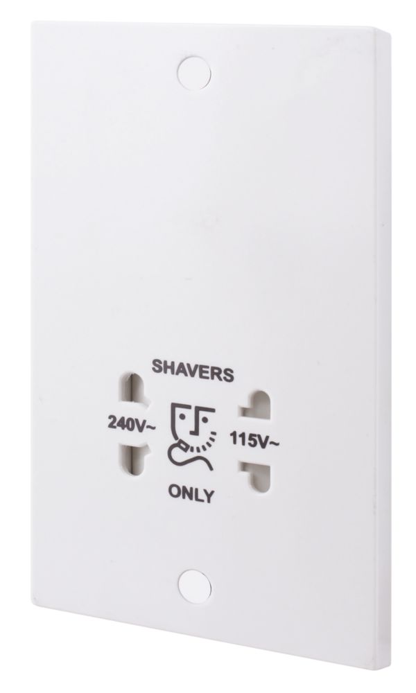 British General 900 Series 2-Gang Dual Voltage Shaver Socket 115 / 230V White