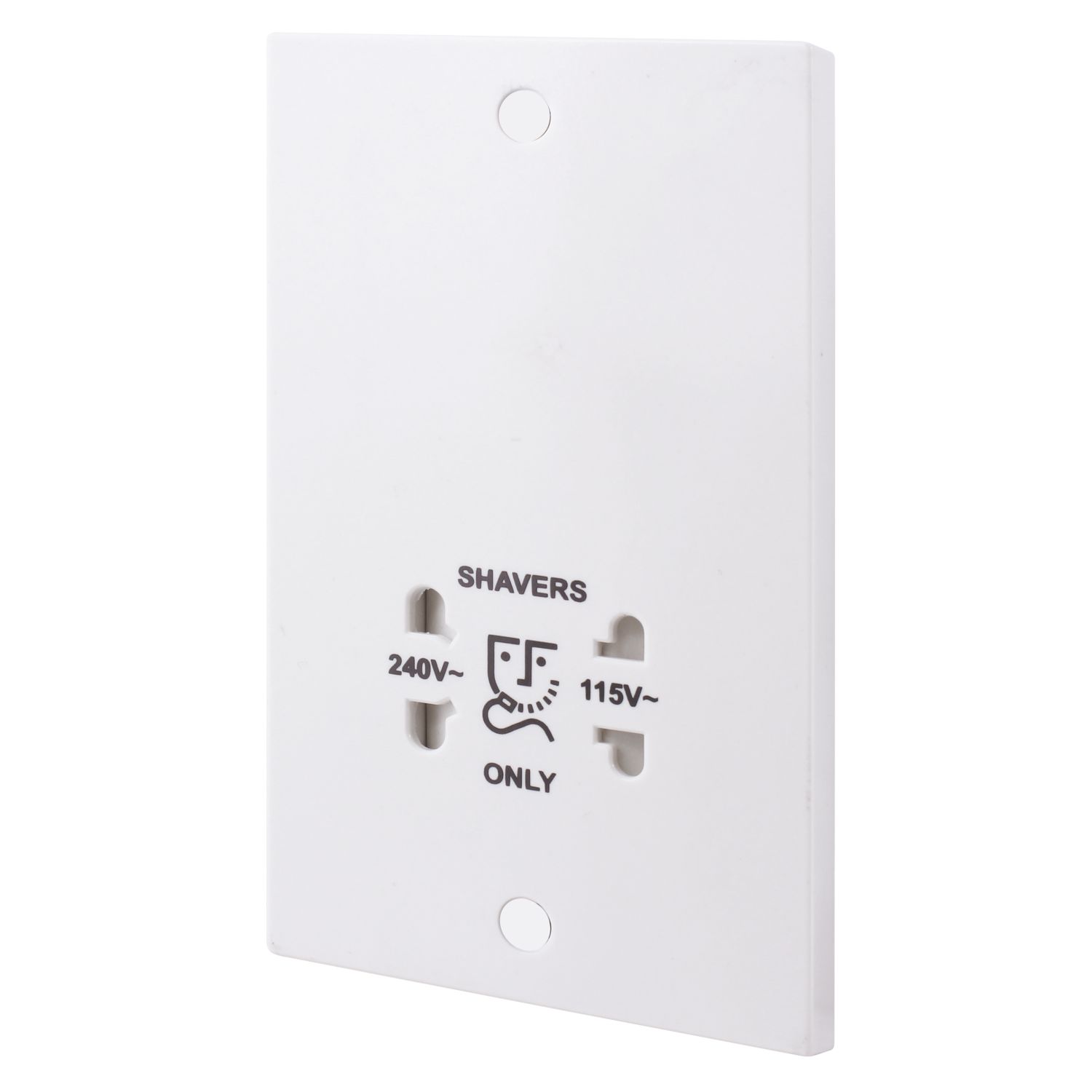 British General 900 Series 2-Gang Dual Voltage Shaver Socket 115 / 230V White (72643)