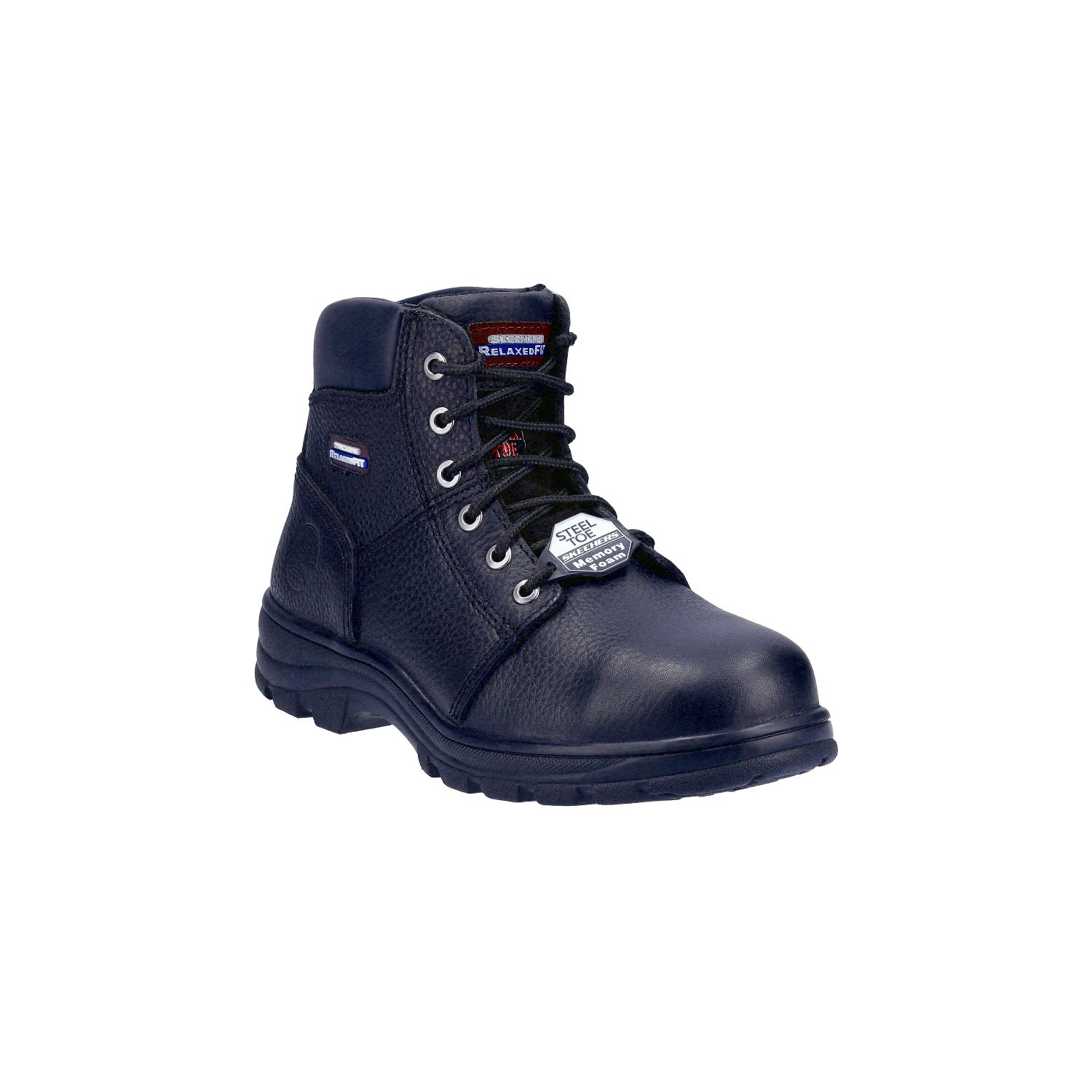 Skechers Workshire Size 12 Black Steel Toe Cap Safety Boots (726JV)