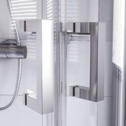 Aqualux Edge 6 Framed Offset Quadrant Shower Enclosure & Tray RH Silver Effect 1000mm x 800mm x 1900mm
