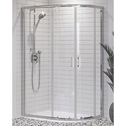 Aqualux Edge 6 Framed Offset Quadrant Shower Enclosure & Tray Right-Hand Silver Effect 1000mm x 800mm x 1900mm